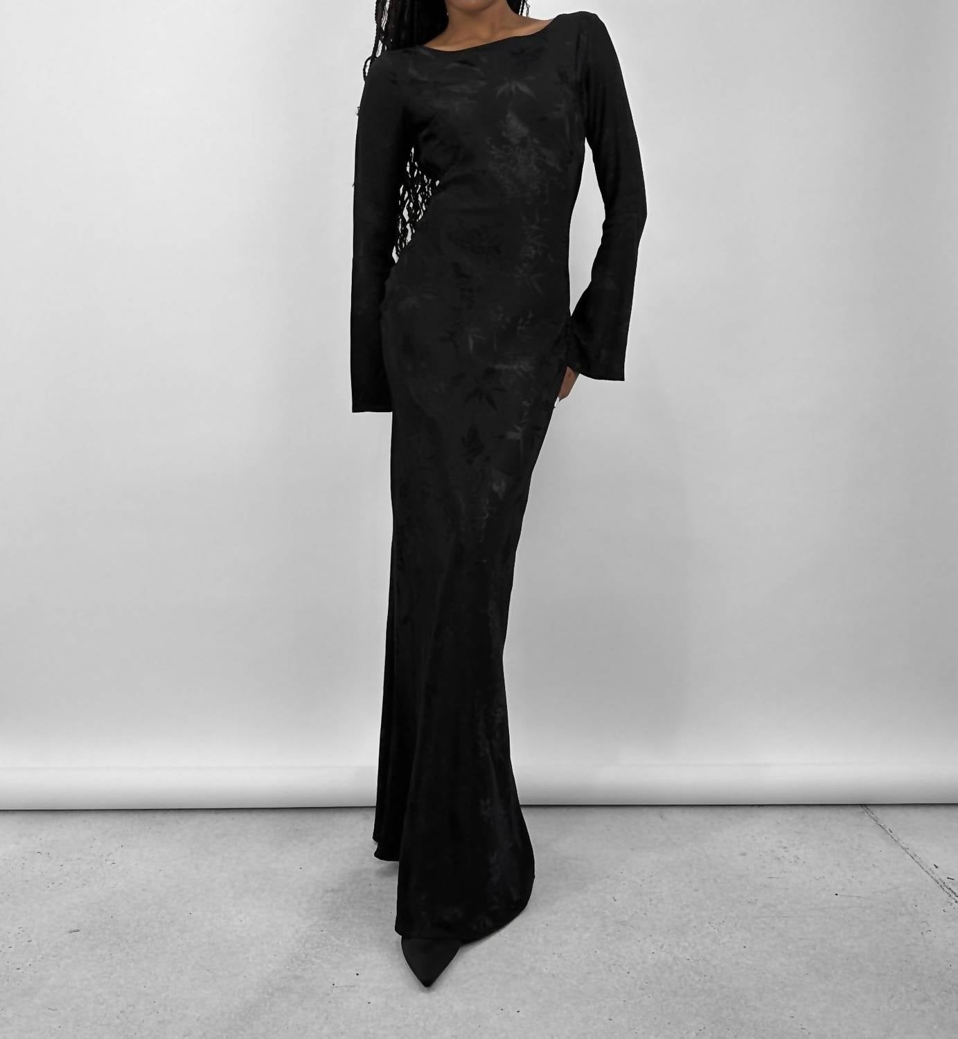 Rumored - Open Back Floral Textured Maxi Dress