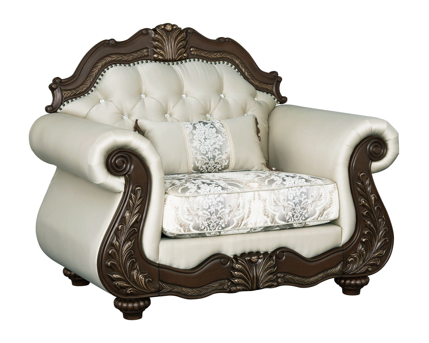 Pierce Chair With Pillow - Beige / Cherry