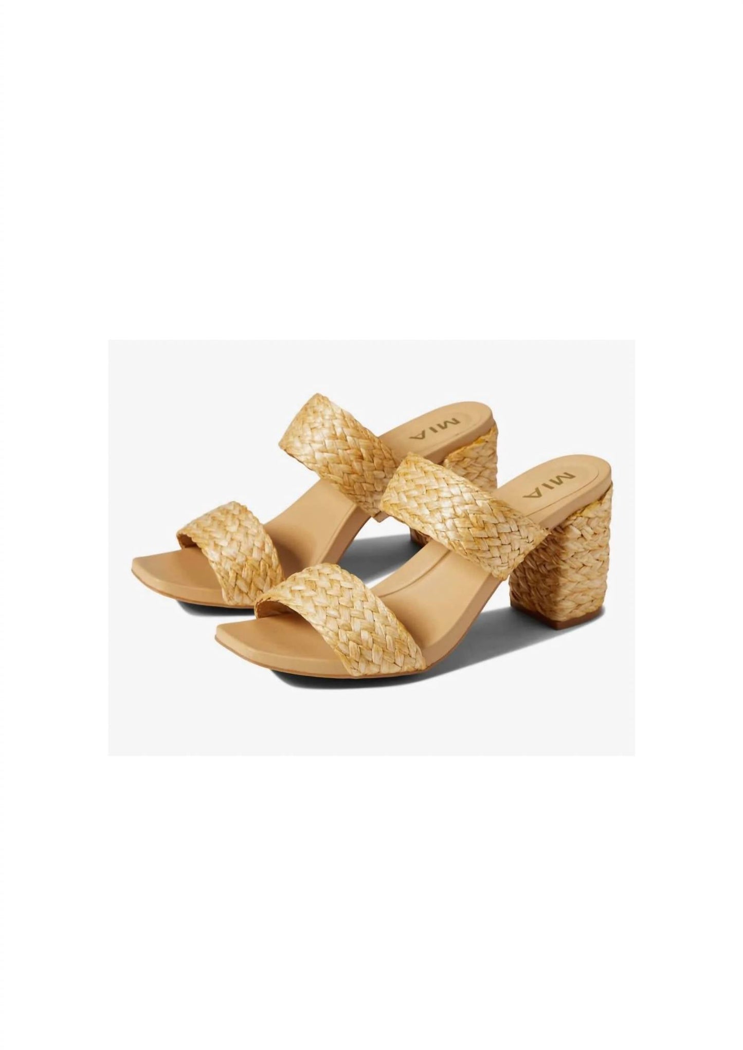 Mia - Women's Wide Strap Straw Heels Sandal