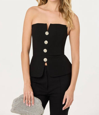 Astr - Annemarie Strapless Button Detail Top