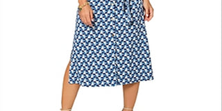 Vestido-camisa Leota feminino Jade em Sunrise Geo Sea of ​​Belize Marshmallow médio Lord &amp; Taylor Blue tamanho M