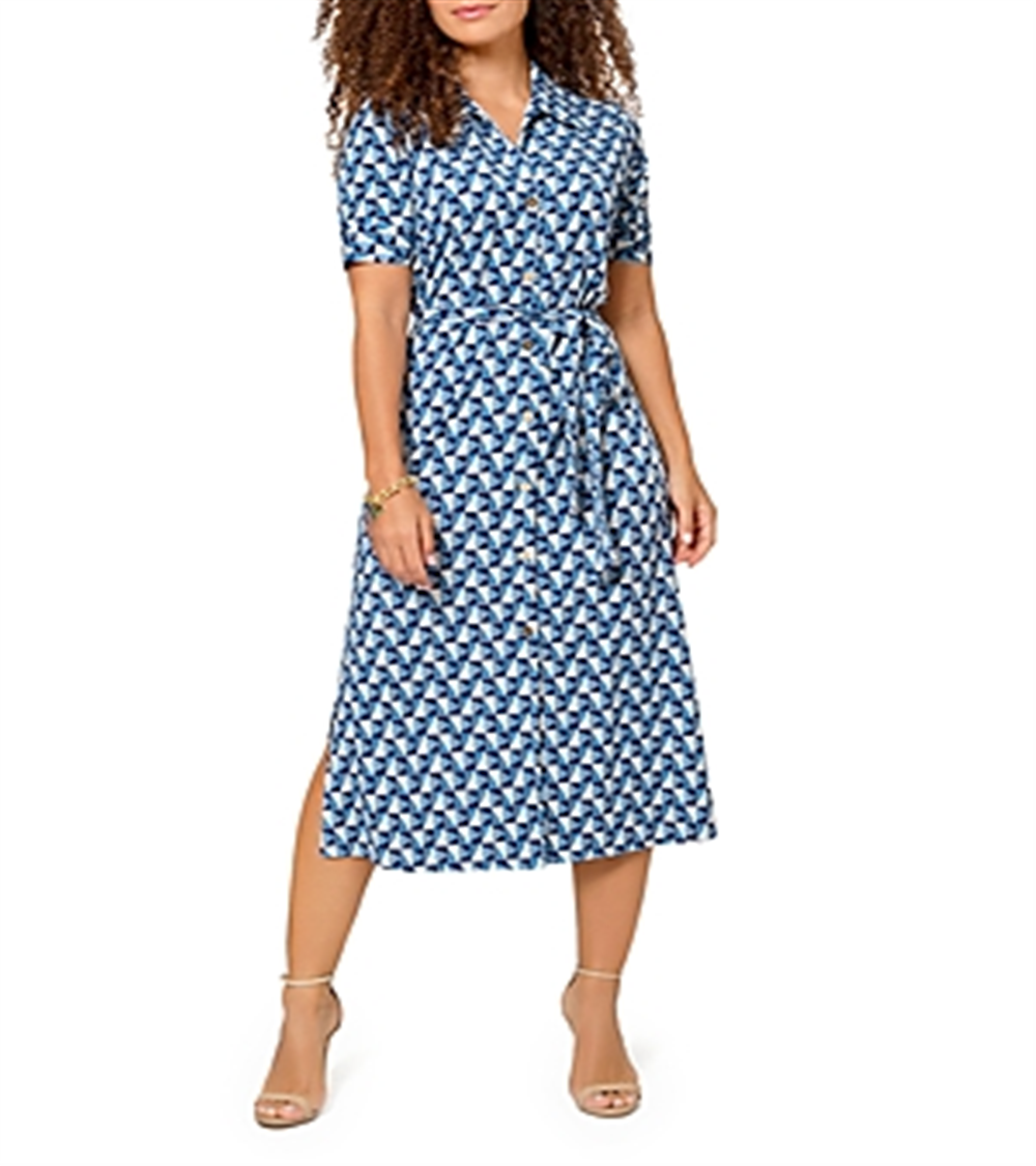 Vestido Leota Feminino Sunrise Geo Sea of ​​Belize Marshmallow Lord &amp; Taylor Brittany Azul