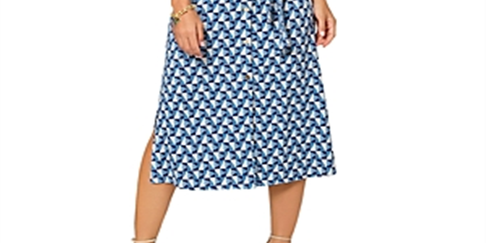 Vestido Leota Feminino Sunrise Geo Sea of ​​Belize Marshmallow Lord &amp; Taylor Brittany Azul