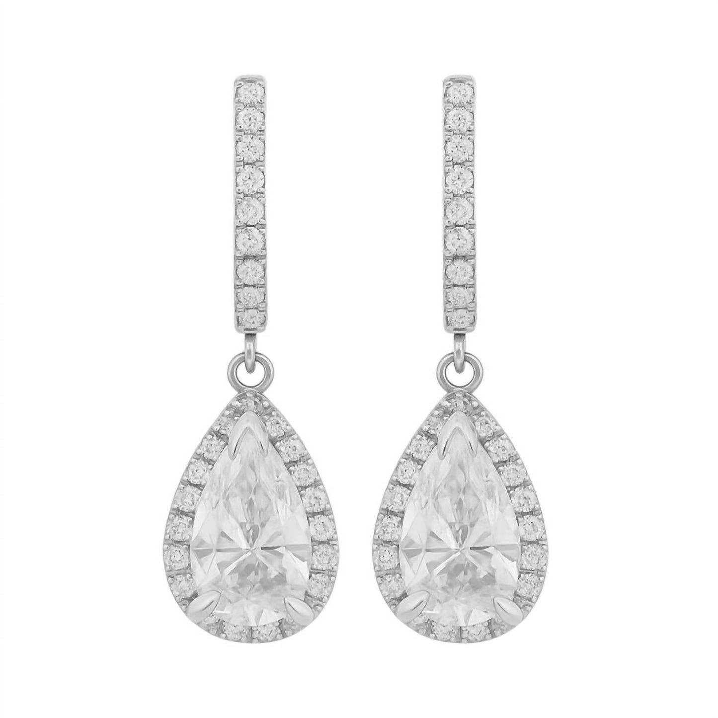 Allyanna Gifts - Women's Moissanite Pear Shape Halo Drop Huggie Earrings