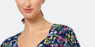 Vestido feminino Leota com mangas curtas e babados, azul, tamanho grande