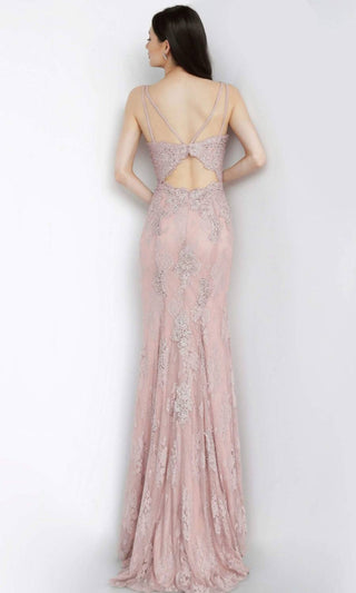 Jovani - Vestido de renda com decote em V profundo