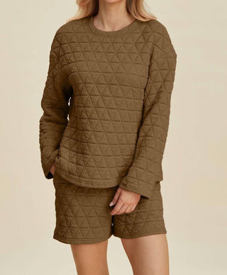 Double Take - Conjunto de blusa e shorts texturizados