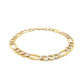 7.0mm 14K Yellow Two Tone Solid Pave Figaro Bracelet