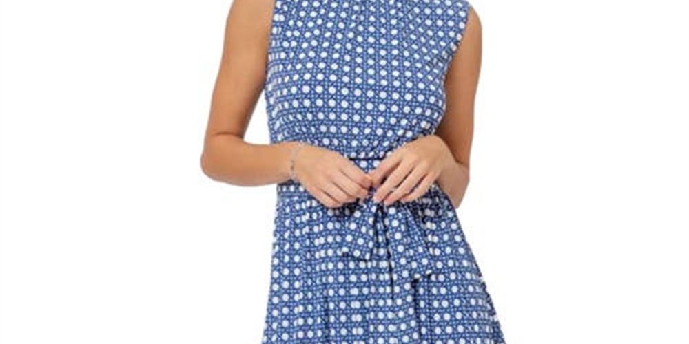 Vestido Mindy sem mangas feminino Leota em azul Bellwether