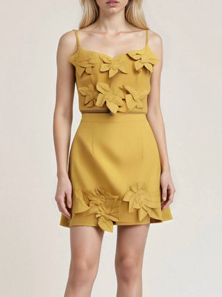 Sundayup - Floral Applique Top & Skirt Set