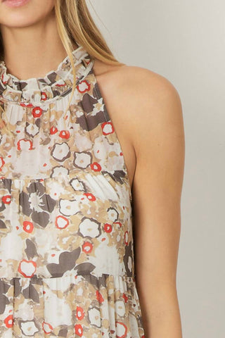 Entro - Floral Print Halter Dress