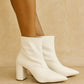 Everglades - Women's Ivory Chic Block Heel Ankle Boots
