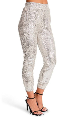 Steve Madden - Calça de corrida com ponta brilhante