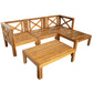 TOPMAX Outdoor 5-Piece Wood Sectional Patio Sofa Set with Blue Cushions
