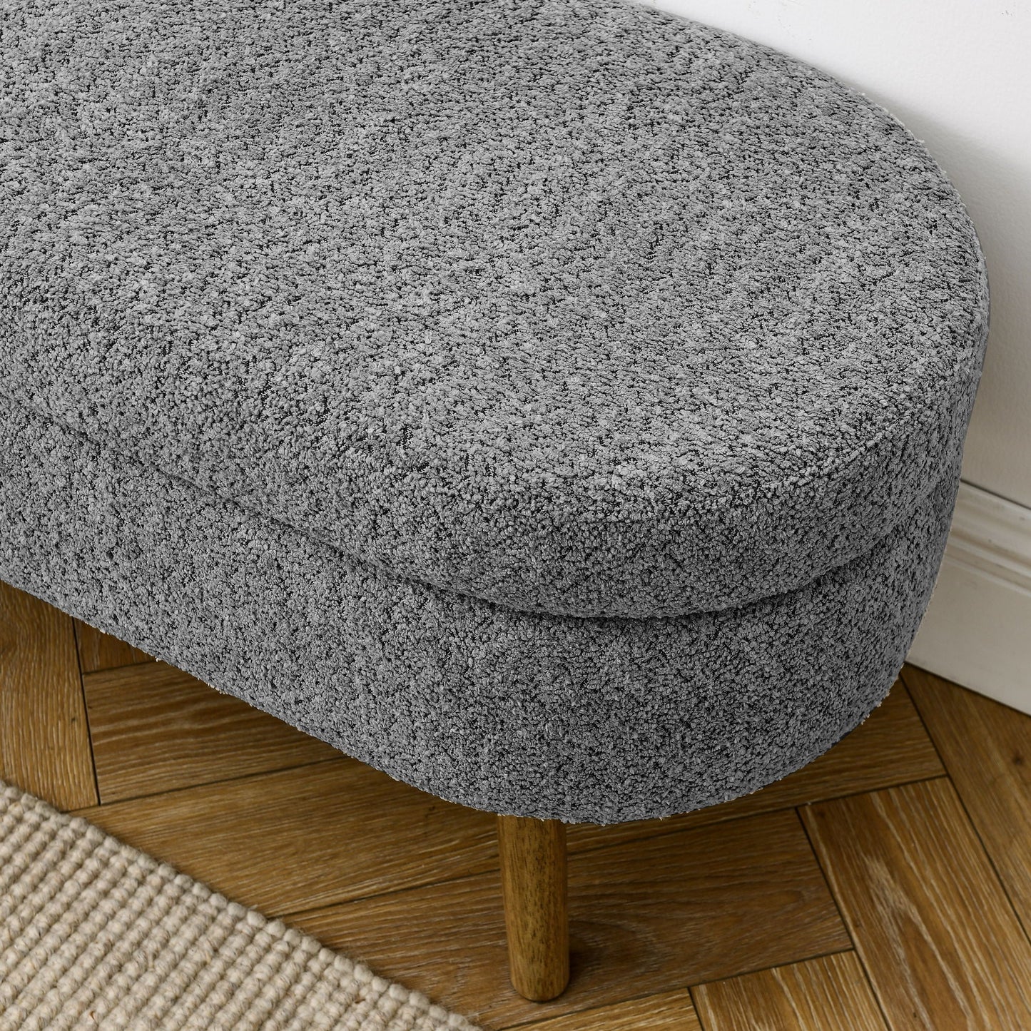 Ottoman Oval Storage Bench with Rubber Wood Legs