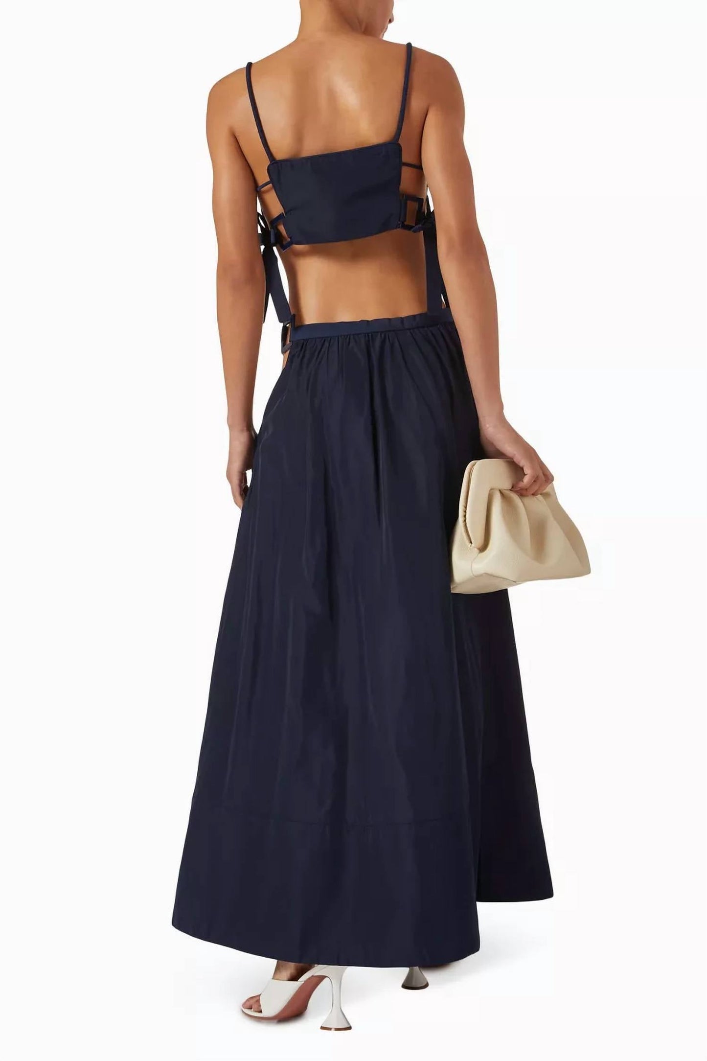 Adriana Degreas - Geometric Spaghetti Strap Crop Top and Voluminous Skirt Set