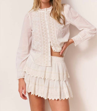 Loveshackfancy - Ruffle Mini Pearl-embellished Skirt