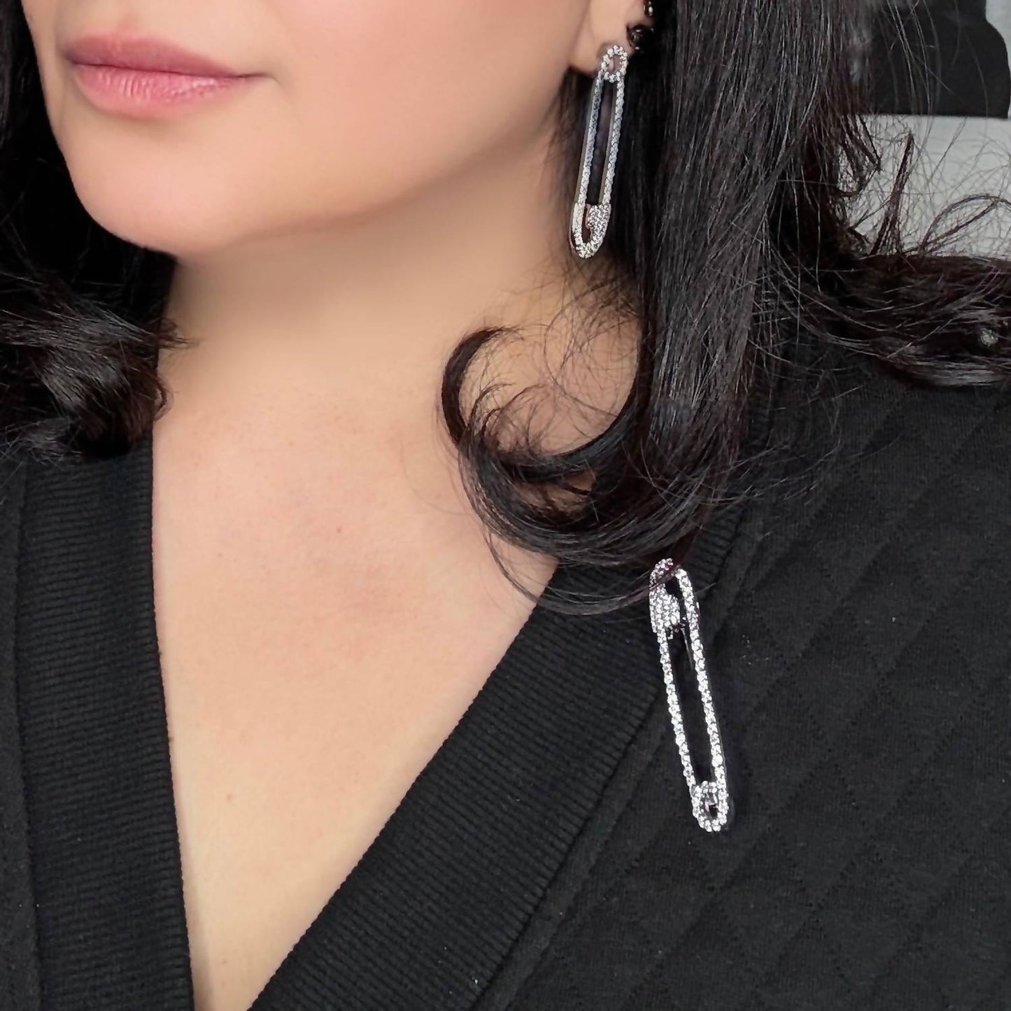 Jagged Halo Jewelry - Women's Safety Pin Earrings