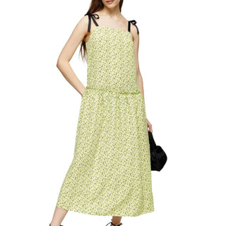 Topshop - Vestido midi sem mangas com estampa floral