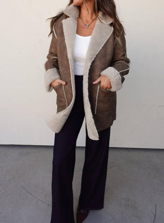 Active Basic - Fur-lined Faux Leather Coat