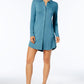 Camisa de dormir feminina Alfani com acabamento em renda azul-água