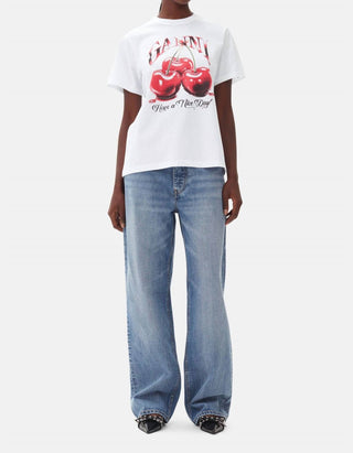 Ganni - Camiseta básica relaxada em jersey cereja