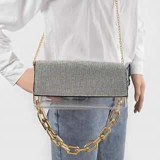 H&D Accessories - Women's Rhinestone Clear Bag