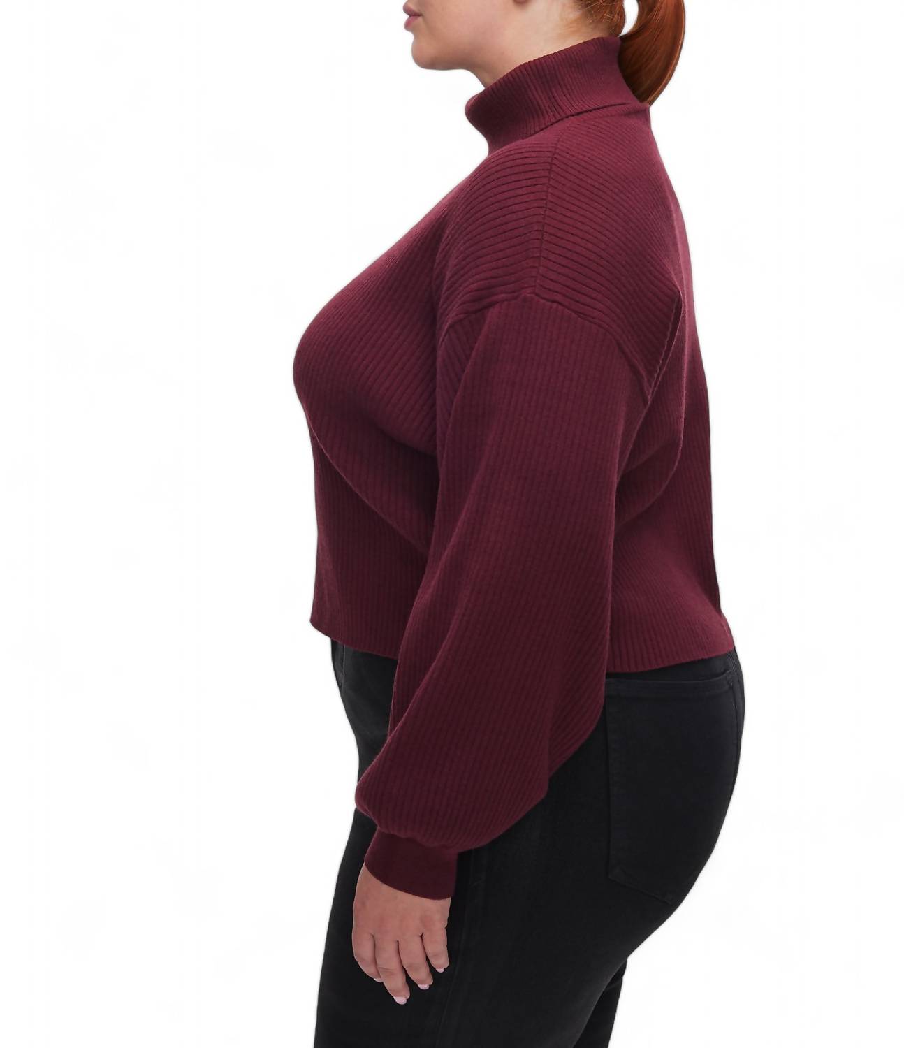 Good American - RIBBED MOCK NECK SWEATER