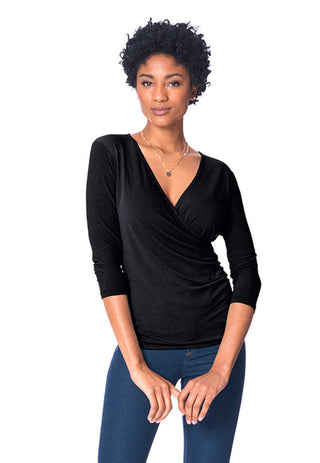Top franzido feminino Leota preto