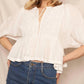 En Creme - Puff Sleeve Embroidered Top