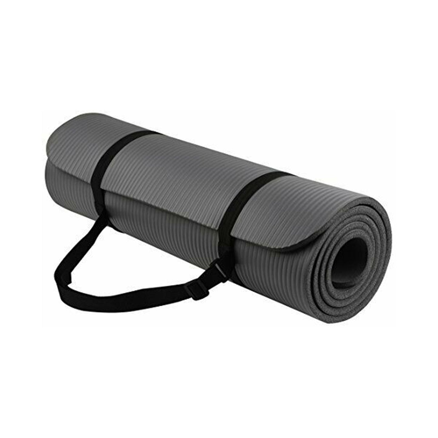 Tapete de ioga anti-rasgo BalanceFrom Fitness GoYoga 71 x 24 pol. com alça, cinza