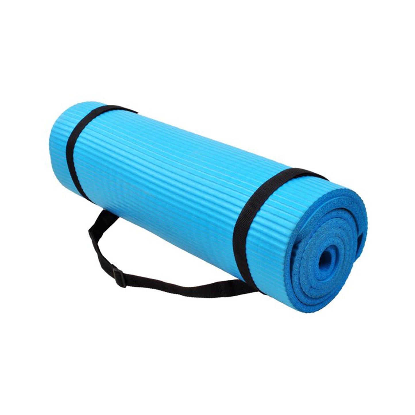 Tapete de ioga BalanceFrom Fitness GoYoga+ 71 x 24 pol. com joelheira e alça, azul