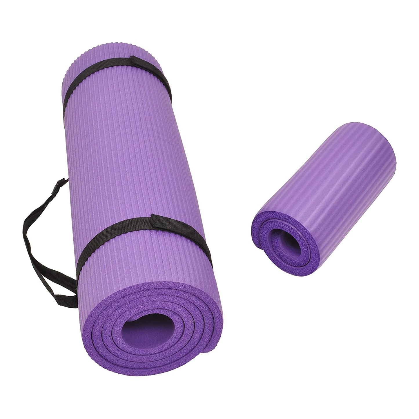 Tapete de ioga BalanceFrom Fitness GoYoga+ 71 x 24 pol. com joelheira e alça, roxo