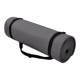 Tapete de ioga BalanceFrom Fitness GoYoga+ 71 x 24 pol. com joelheira e alça, cinza