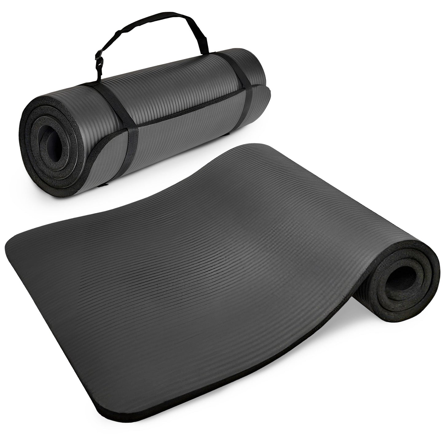 Tapete de ioga anti-rasgo BalanceFrom Fitness GoYoga 71 x 24 pol. com alça, preto