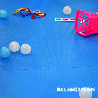 Tapete de exercícios de espuma EVA interligada de 48 pés quadrados da BalanceFrom Fitness, azul