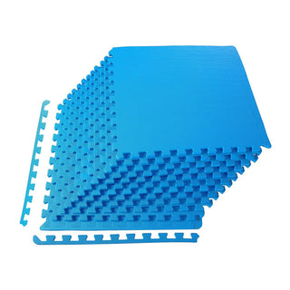 Tapete de exercícios de espuma EVA interligada de 48 pés quadrados da BalanceFrom Fitness, azul