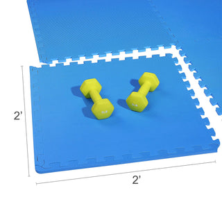 Tapete de exercícios de espuma EVA interligada de 48 pés quadrados da BalanceFrom Fitness, azul