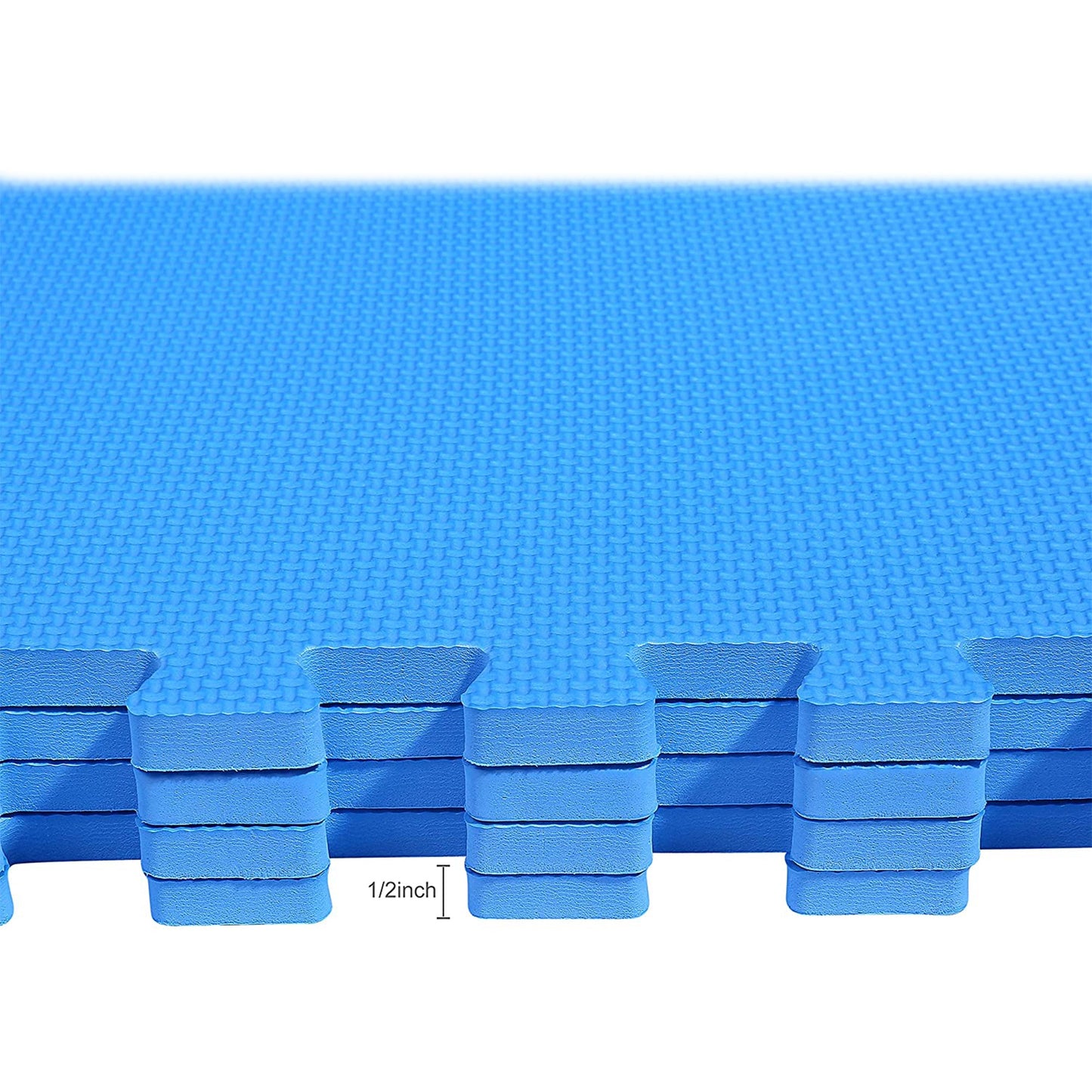 Tapete de exercícios de espuma EVA interligada de 48 pés quadrados da BalanceFrom Fitness, azul