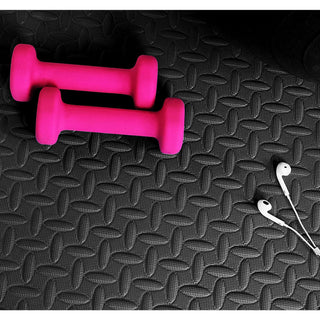 Tapete de exercícios de espuma EVA interligada de 96 pés quadrados da BalanceFrom Fitness, preto