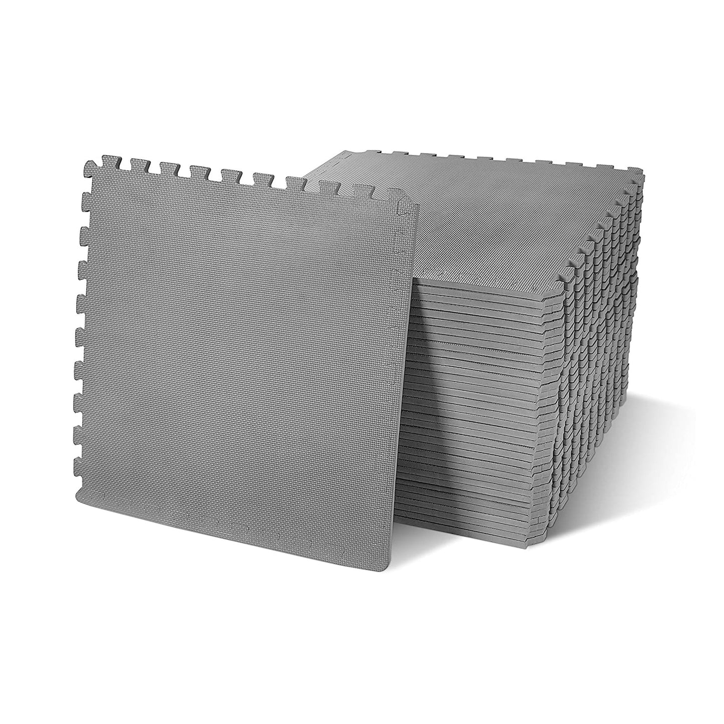 Tapete de exercícios de espuma EVA interligada de 144 pés quadrados da BalanceFrom Fitness, cinza