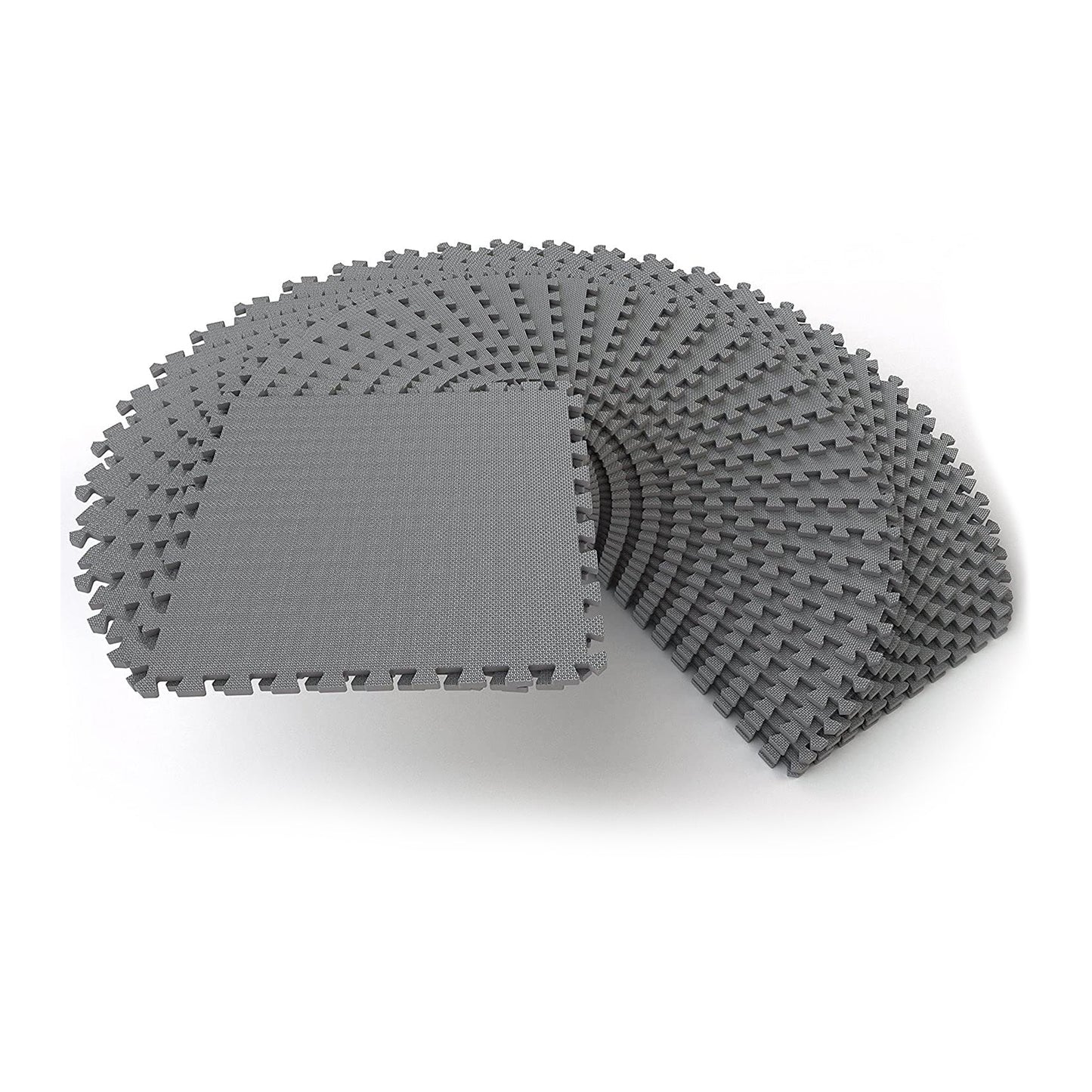Tapete de exercícios de espuma EVA interligada de 144 pés quadrados da BalanceFrom Fitness, cinza