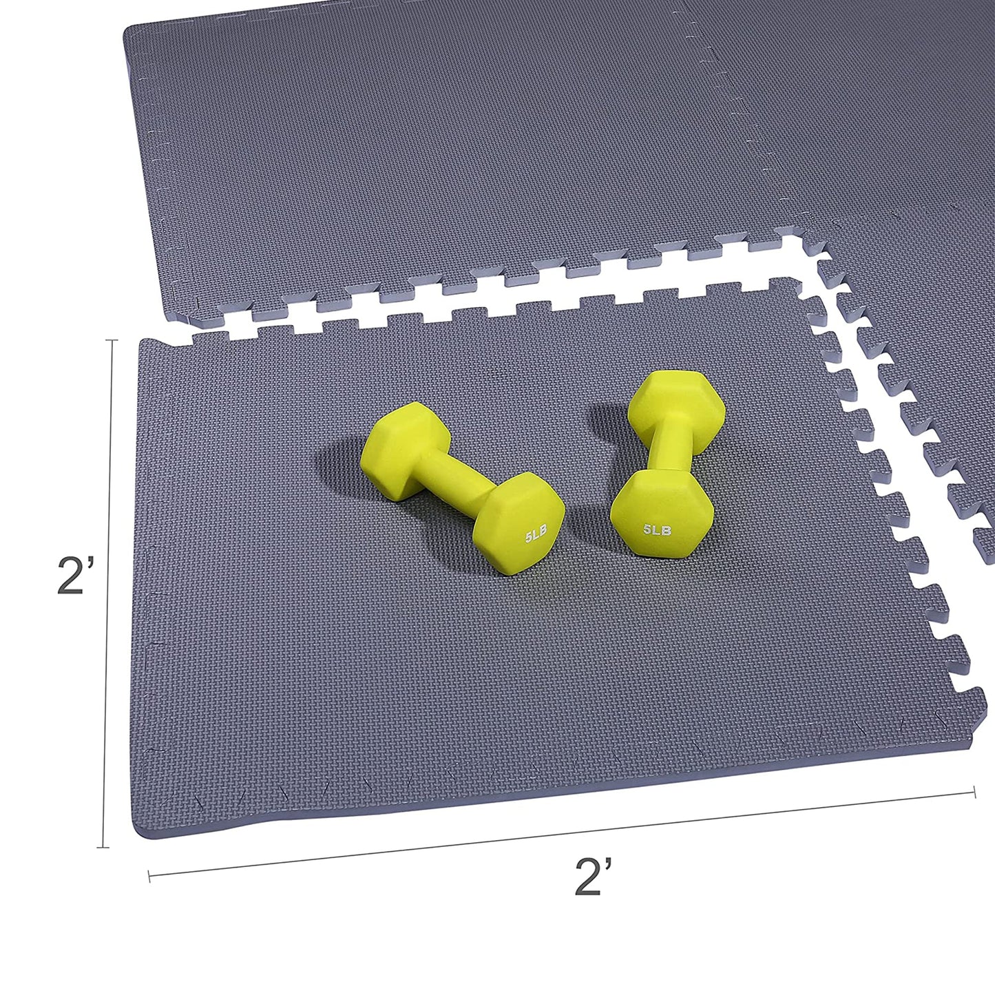 Tapete de exercícios de espuma EVA interligada de 144 pés quadrados da BalanceFrom Fitness, cinza