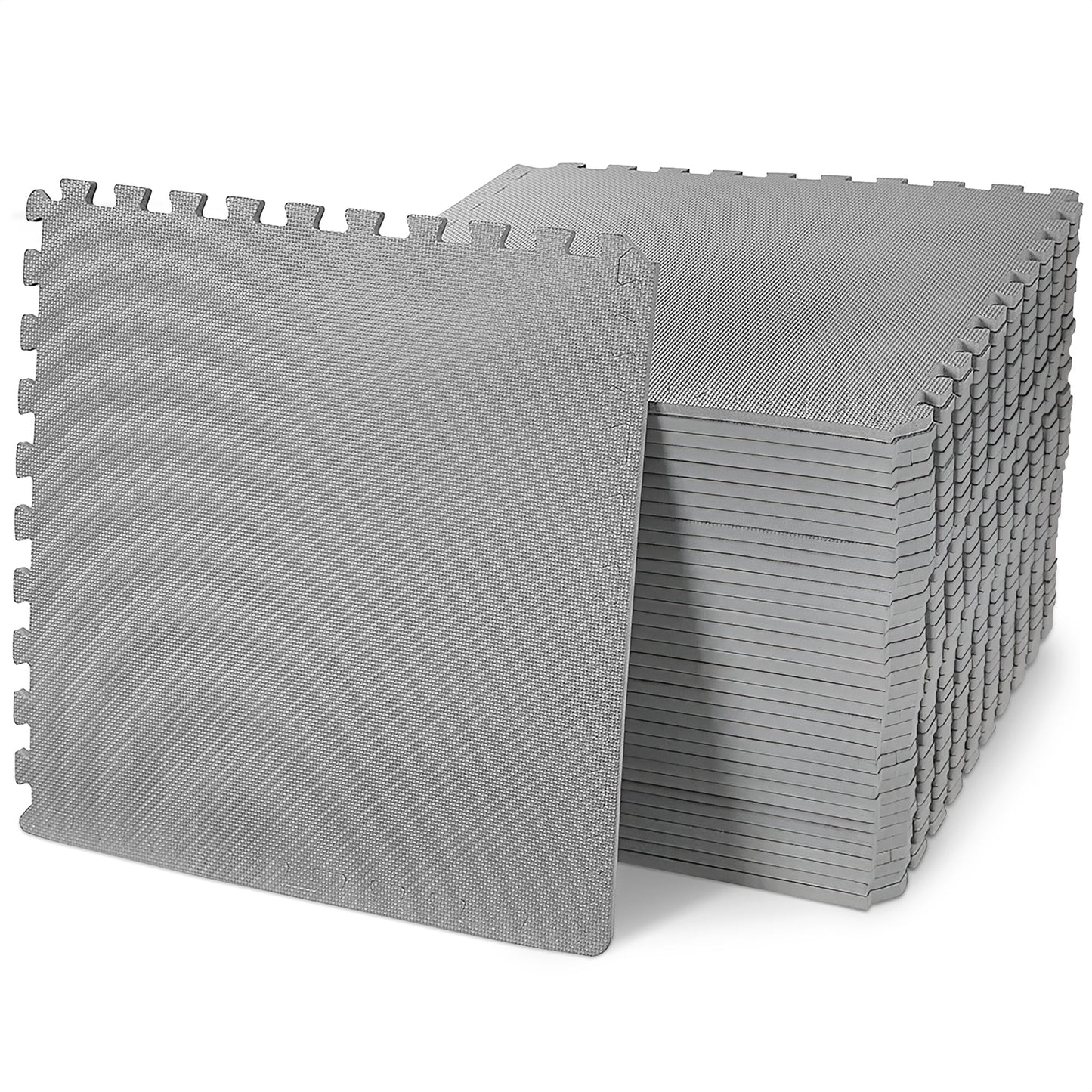 Tapete de exercícios de espuma EVA interligada de 144 pés quadrados da BalanceFrom Fitness, cinza