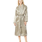 Faux Fur Satin Robe - Flax