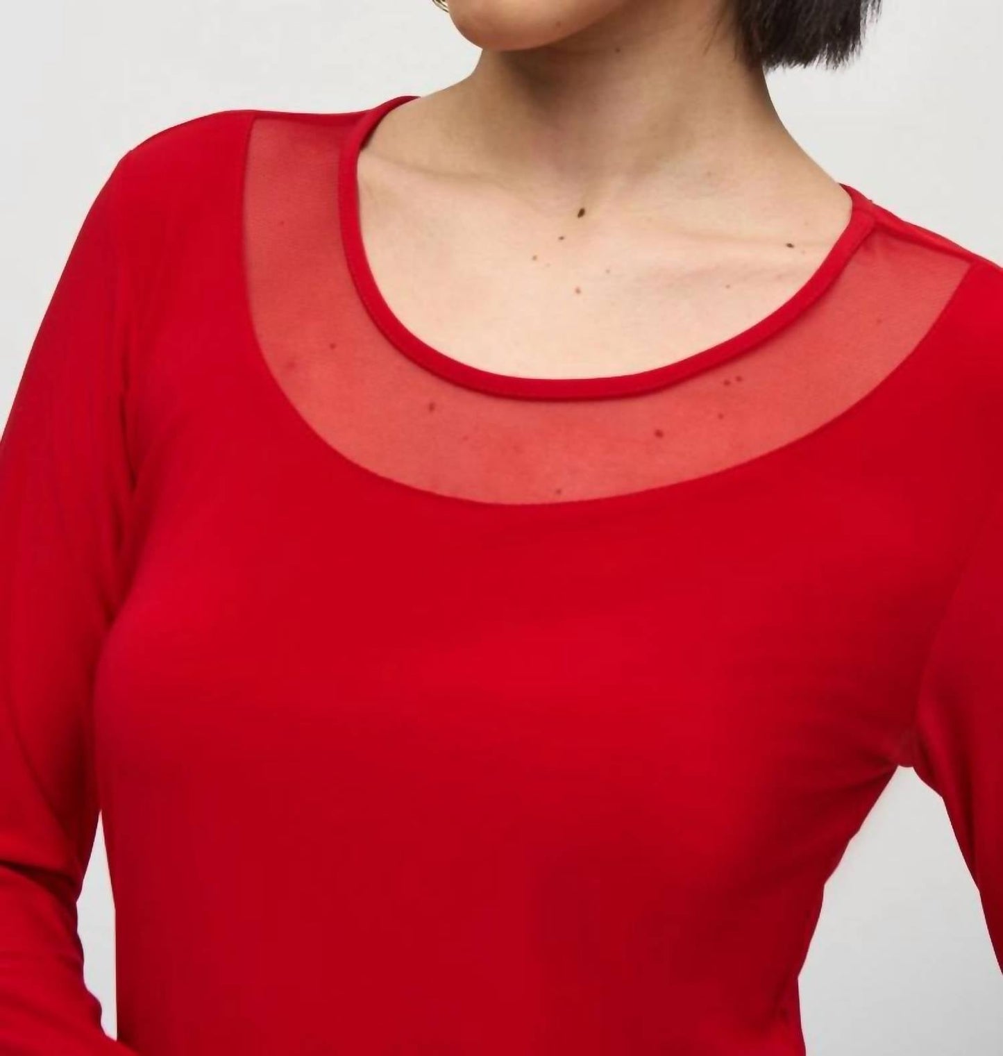 Joseph Ribkoff - Mesh Round Neck Long Sleeves Top