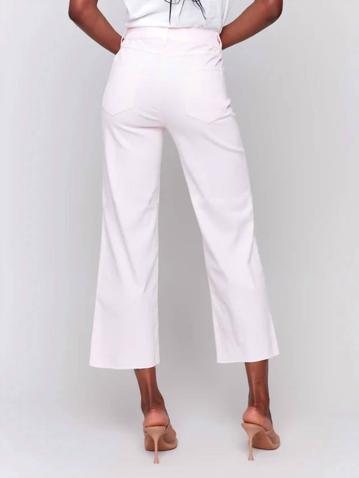 Charlie B - Wide Leg Twill Pants With Raw Edge