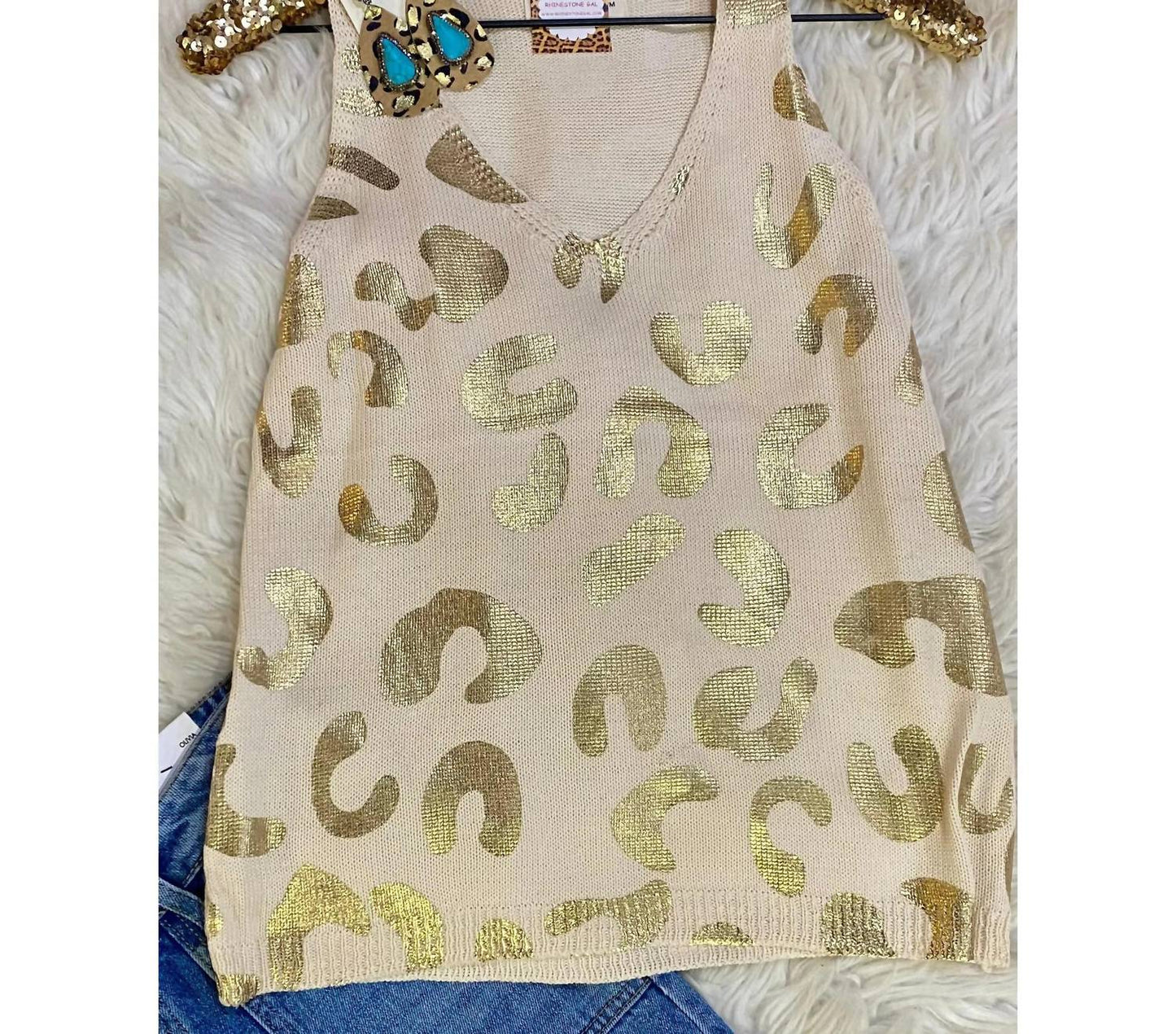 Amoli - Women's Leopard Knit Tank Top