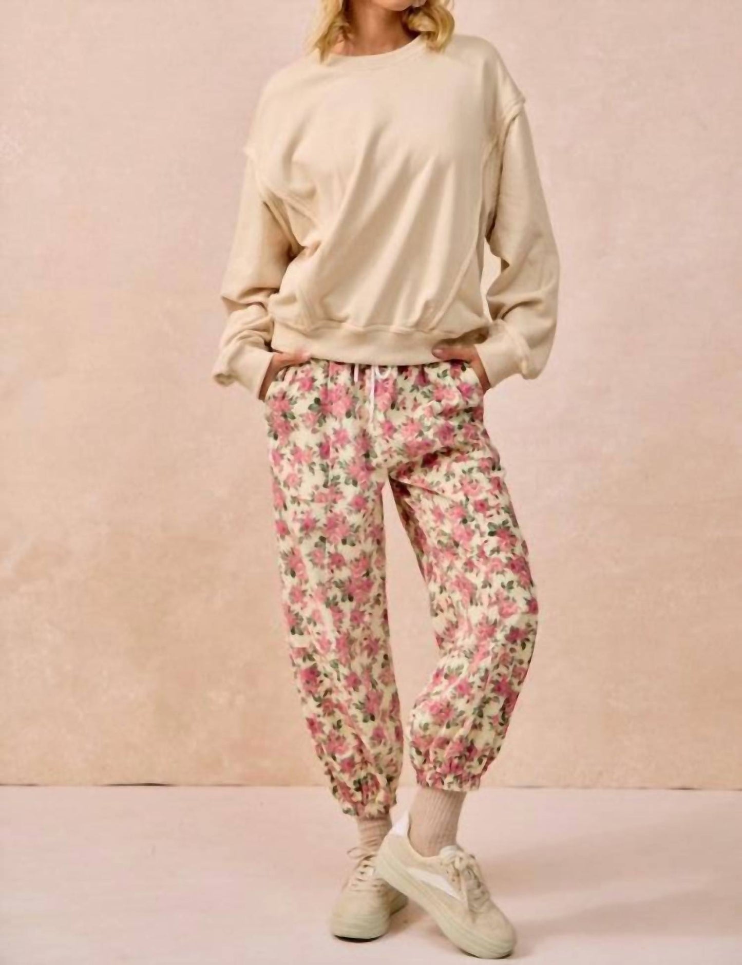 Bibi - Floral Printed Twill Pants