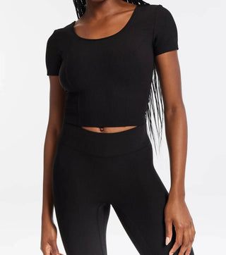Bandier - Rib Crop Short Sleeve Top